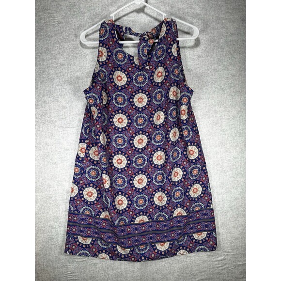 Soprano Women’s Boho Medallion Shift Sleeveless Knee Length  Open Back Sz Large - Picture 1 of 8